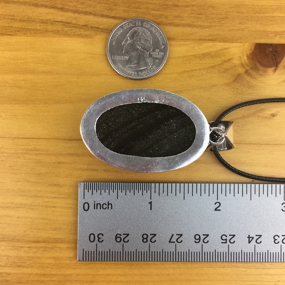 New Black Jasper Stone Silver Pendant Necklace - Picture 6 of 7